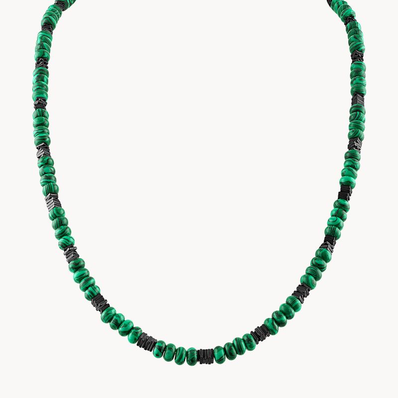 Classic Malachite and Hematite beaded necklace from the Classic Malachite and Hematite beaded necklace from the